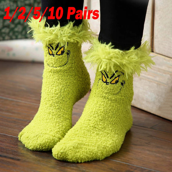 Green Letters Christmas Stocking New Knitting Christmas Tree Pendant Decorations For Diy Home Xmas Gift Alphabet Christmas Socks