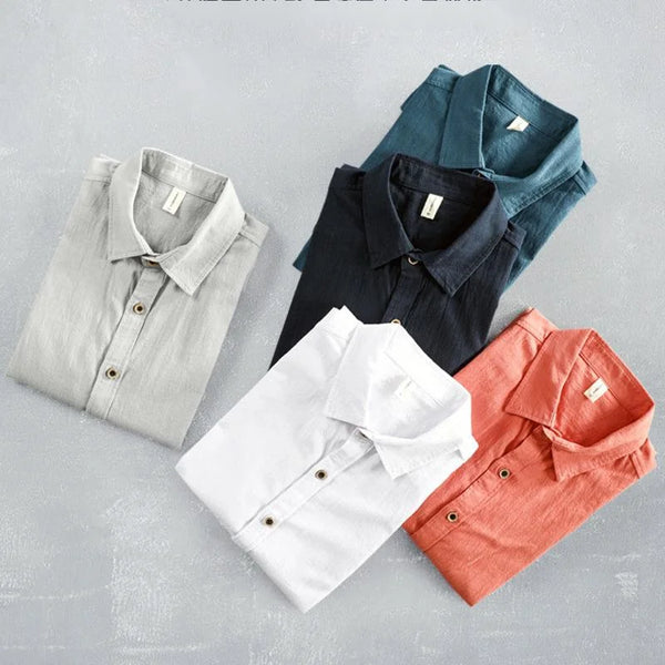 Casual Men's 100% Cotton Shirt Long Sleeve Lightweight Solid Color Vintage Shirt 2023 Men's Fashion Classics Top shirts for men