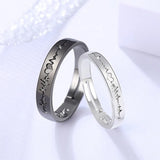 2Pcs/set Romantic Couple Rings For Women Men Punk Heart ECG Black White Forever Love Promise Wedding Ring Valentine'S Day Gift