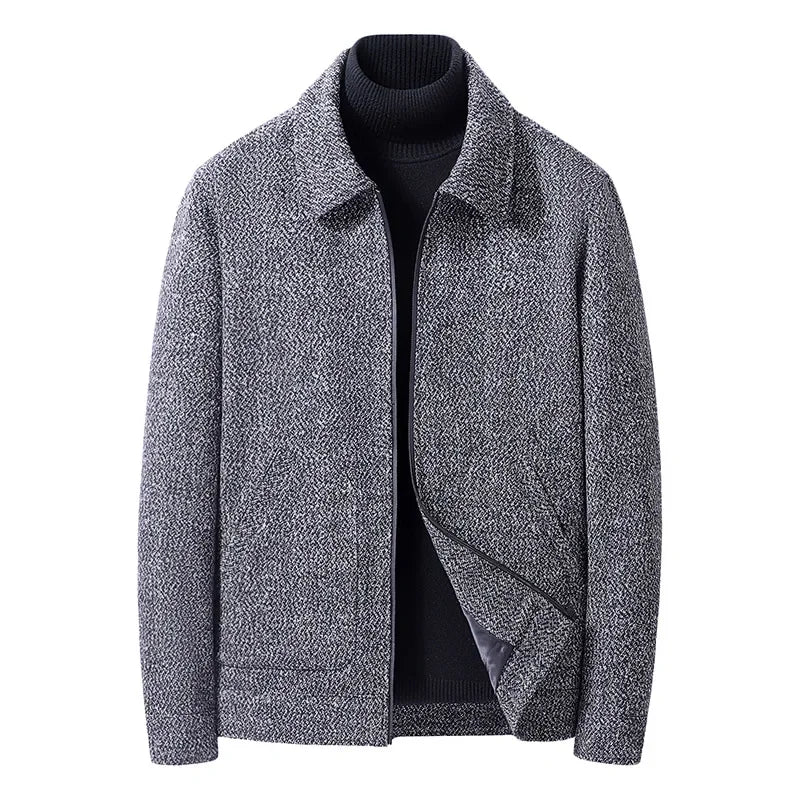 Spring Autumn New Men's Woolen Lapel Jacket Casual Trendy Neat Overcoat Business Casual Dad's Jacket For Men