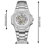 LONGLUX automatic watch luxury wholesale mechanical wristwatches stainless steel skeleton waterproof  mens watch men gift