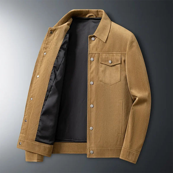 2023 Men's Corduroy Jacket Autumn New Loose Simple All-Matching Polo Collar Jacket